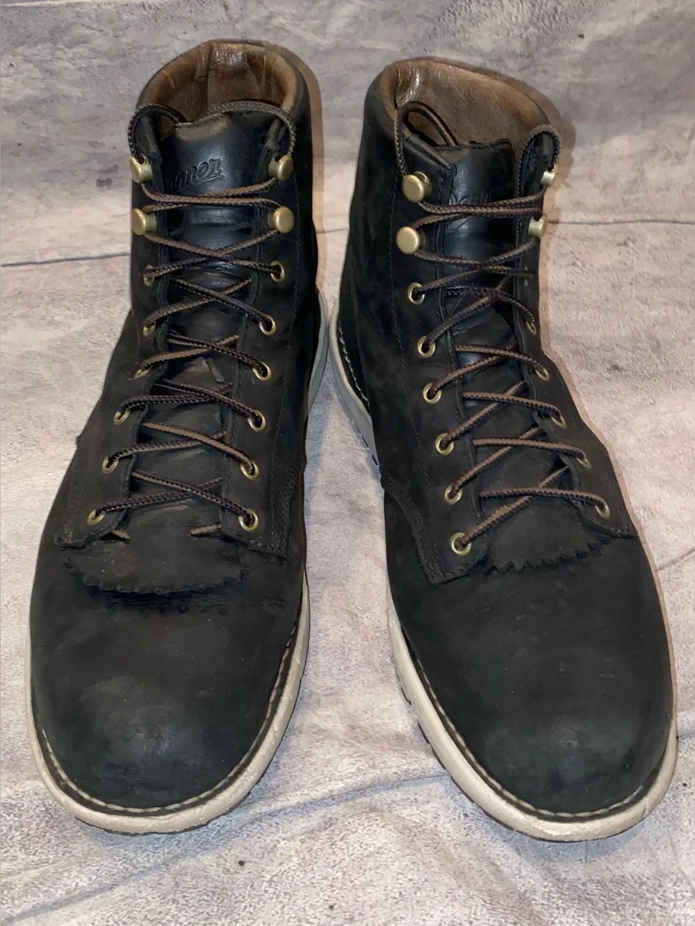 Danner 917 GTX Gore Tex Lace Up Work Boots Soft Toe Vibram Wedge 12 Leather Kilt